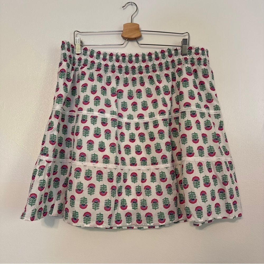 J Crew Cotton Floral Tiered Smocked Mini Skirt size 2X